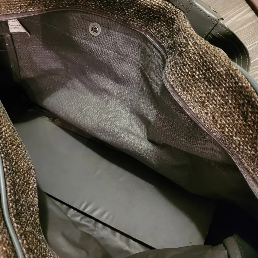 Vintage Oscar De La Renta Luggage Carry On Gray Tweed Tapestry 80s Overnight